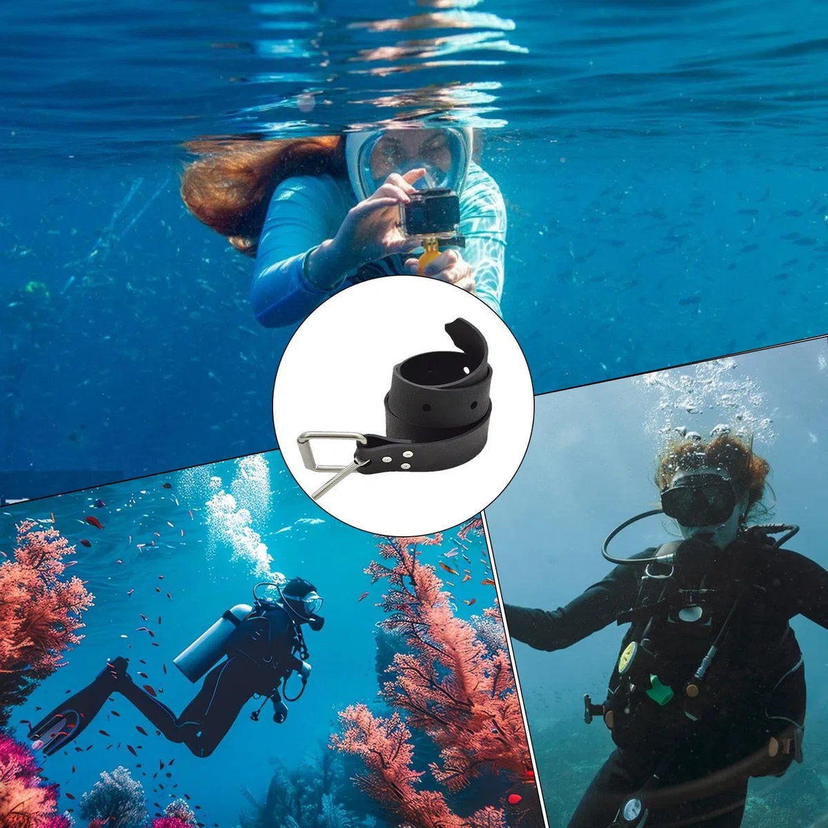 Freedive Pas obciążeniowy do nurkowania, regulowany pasek do nurkowania, silikonowy pasek obciążeniowy, antypoślizgowy pasek do nurkowania z akwalungiem