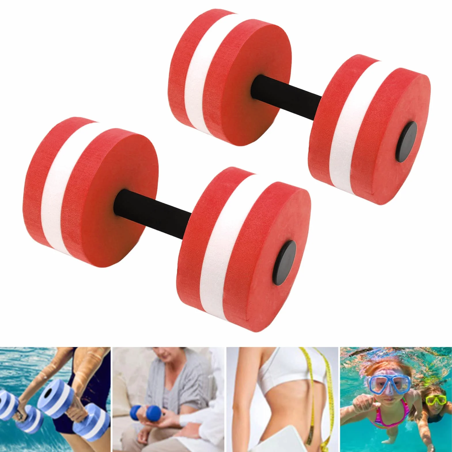 Aramox Hantle do ćwiczeń w Wodzie Para Hantli Pływających na Wodzie EVA 15 X 27 Cm Wysoka wyporność Lekki Uchwyt do Basenu Fitness Aerobik w Trening Rehabilitacyjny Lekcje Pływania