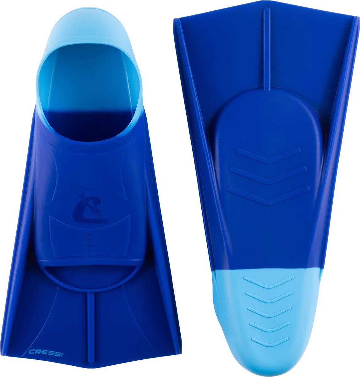 CRESSI Vera Płetwy, niebieskie, rozmiar L, unisex, 100% silikonowe, krótkie płetwy, zamknięte buty, do pływania, treningu na otwartych wodach, basenu, snorkelingu, nurkowania, niebieskie/lazurowe, L