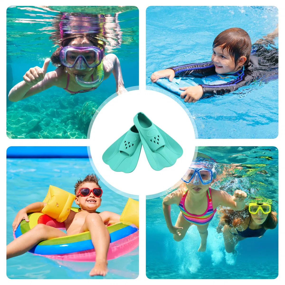 Płetwy pływackie dla dzieci do pływania Krótkie płetwy treningowe dla dzieci | Początkujący trening z pinperami do nurkowania Bodyboard Snorkeling Basen Plaża Podróże