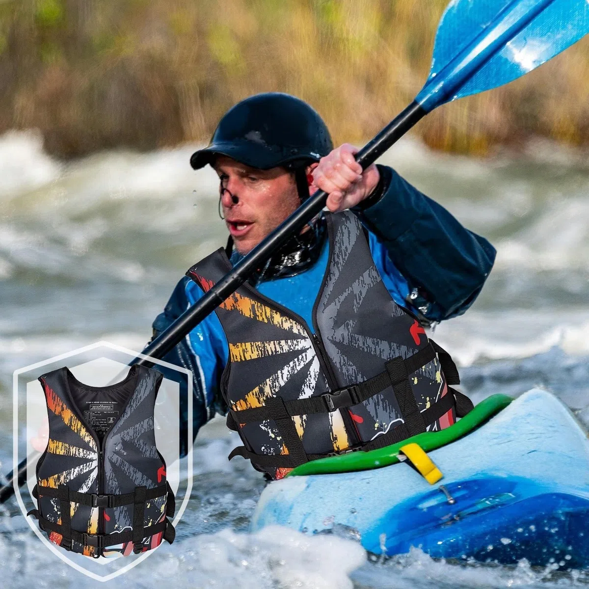Kurtka Surfingowa z Paskiem Krokowym do Wędkowania i Pływania Łódką | Regulowana Kurtka Surfingowa z Paskiem w Kroku do Pływania Kajakiem, Wędkowania, Pływania Łódką i Sportów Wodnych
