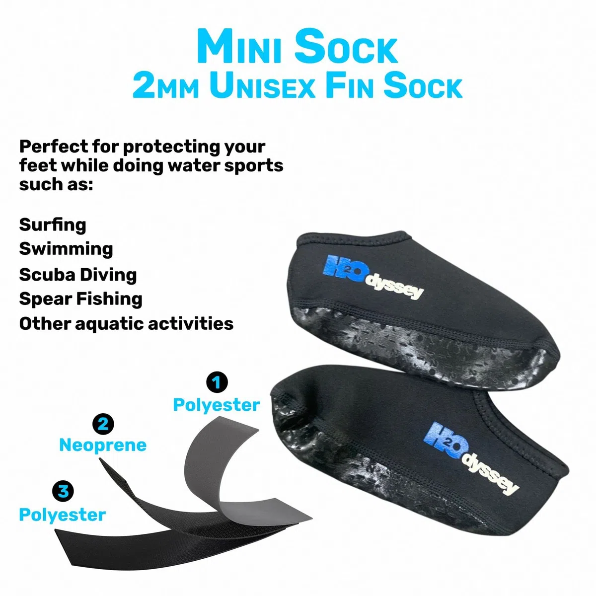 H2ODYSSEY 2 mm neoprenowe skarpety do snorkelingu