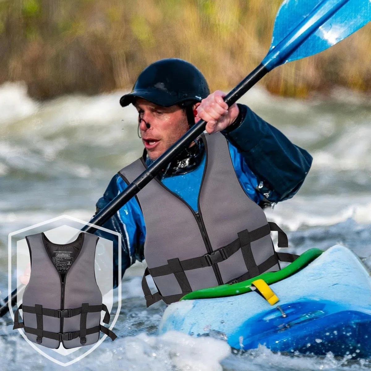 Kurtka Surfingowa z Paskiem Krokowym do Wędkowania i Pływania Łódką | Regulowana Kurtka Surfingowa z Paskiem w Kroku do Pływania Kajakiem, Wędkowania, Pływania Łódką i Sportów Wodnych
