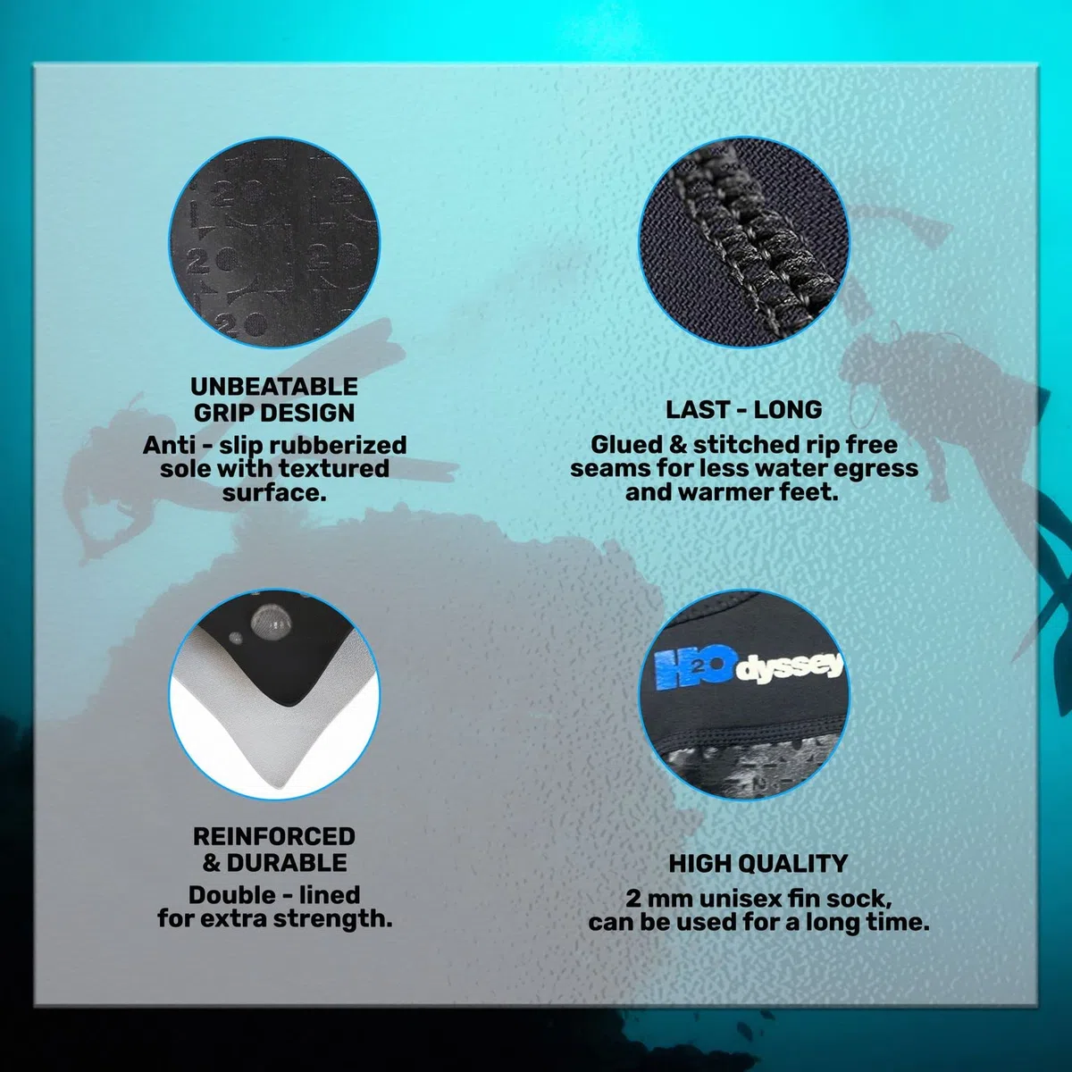 H2ODYSSEY 2 mm neoprenowe skarpety do snorkelingu