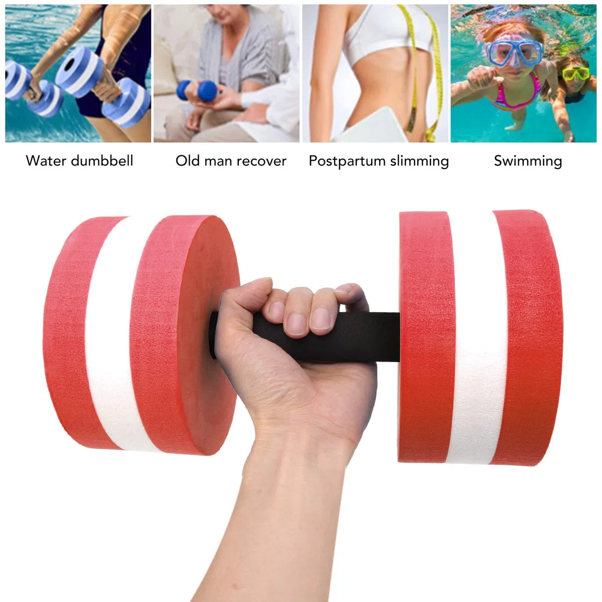 Aramox Hantle do ćwiczeń w Wodzie Para Hantli Pływających na Wodzie EVA 15 X 27 Cm Wysoka wyporność Lekki Uchwyt do Basenu Fitness Aerobik w Trening Rehabilitacyjny Lekcje Pływania